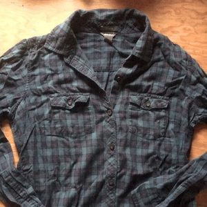 Eddie Bauer Green Plaid Flannel Shirt Women’s M